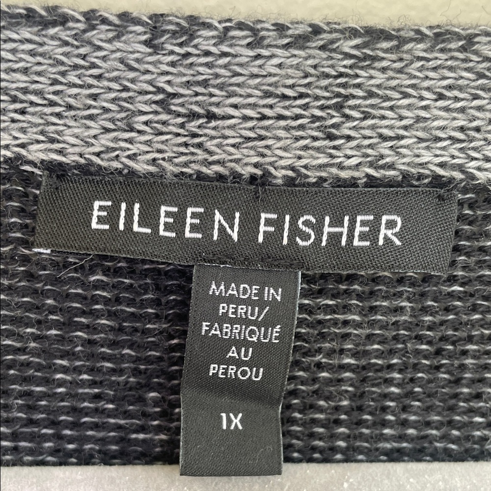 Organic Cotton and Tencel Eileen Fisher Charcoal V-Neck Sweater - Picture 3 of 5